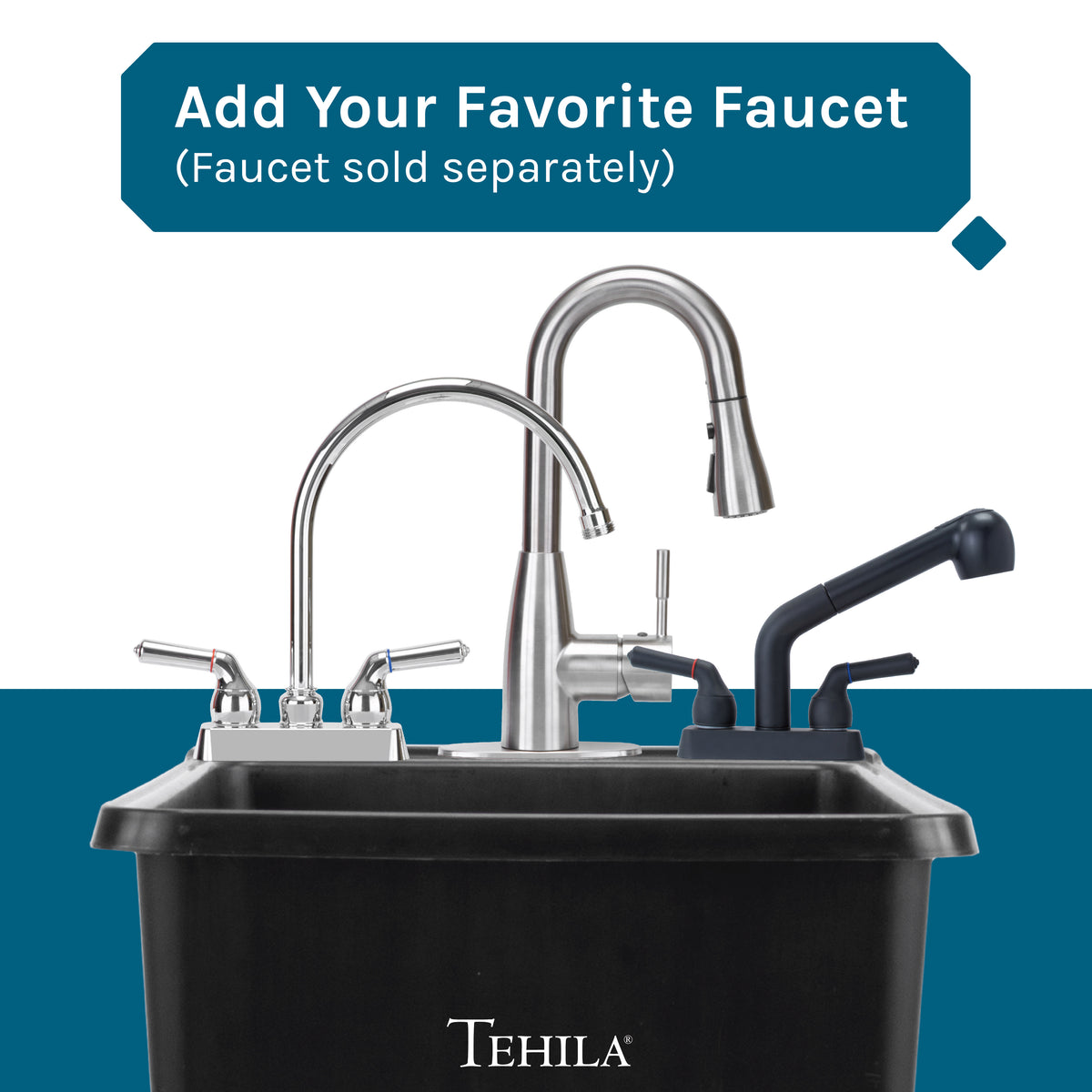 Tehila Space Saver Freestanding Black Utility Sink - Utility-Sink.com