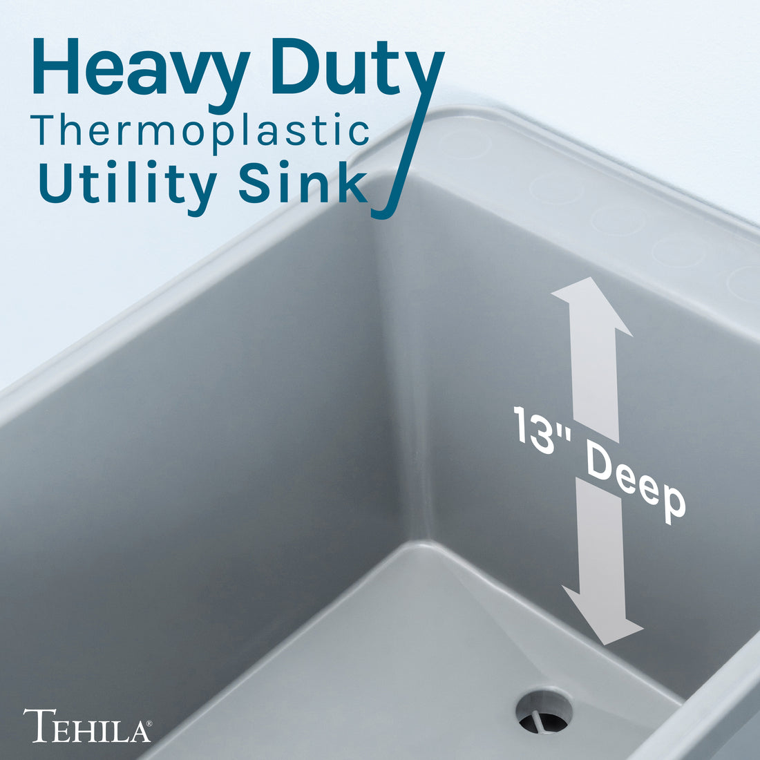 Tehila Space Saver Freestanding Grey Utility Sink - Utility-Sink.com