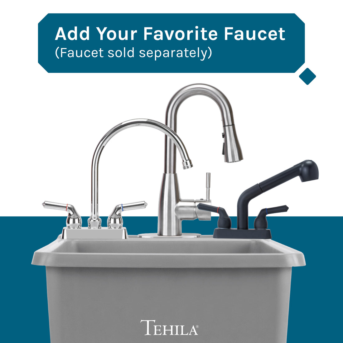 Tehila Space Saver Freestanding Grey Utility Sink - Utility-Sink.com