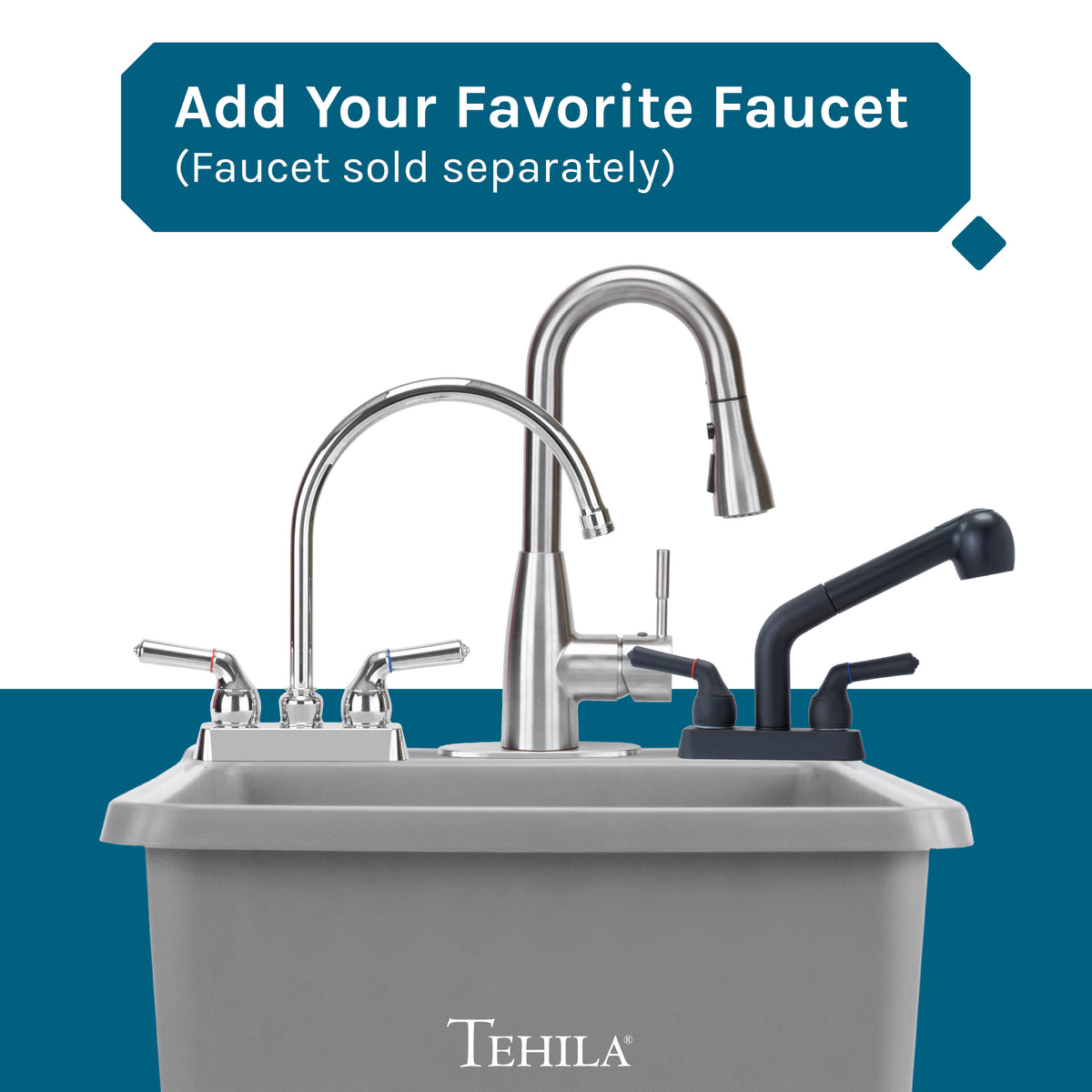 Tehila Space Saver Freestanding Grey Utility Sink - Utility-Sink.com