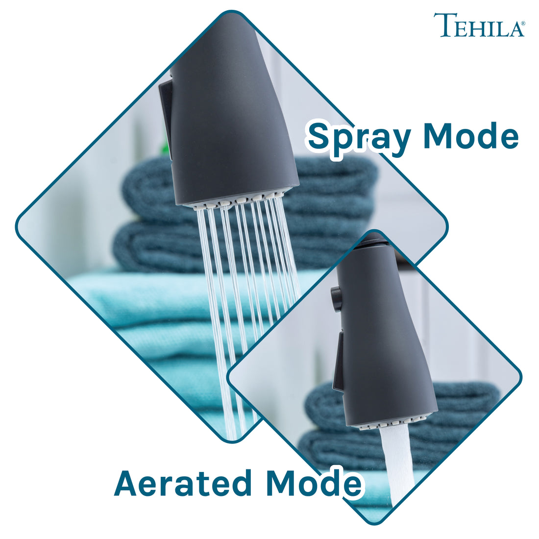Tehila Space Saver Freestanding Grey Utility Sink with Black Finish Low-Profile Pull-Down Faucet - Utility-Sink.com