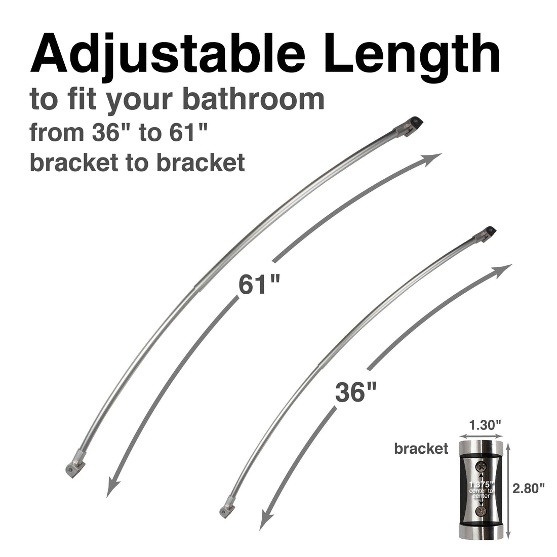 36 in. to 61 in. Curved Shower Rod (Brushed Nickel Finish) - Utility-Sink.com