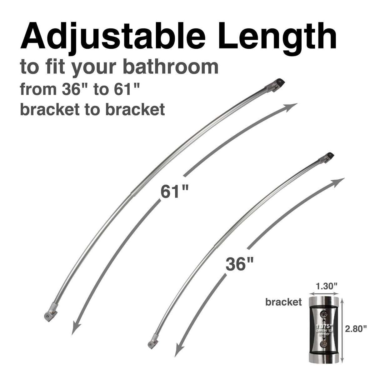 36 in. to 61 in. Curved Shower Rod (Brushed Nickel Finish) - Utility-Sink.com