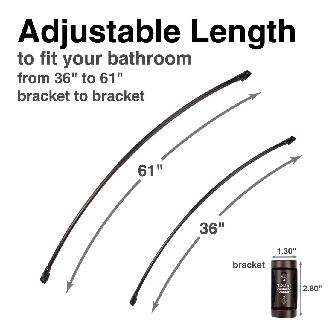 36 in. to 61 in. Curved Shower Rod (Oil-Rubbed Bronze Finish) - Utility-Sink.com