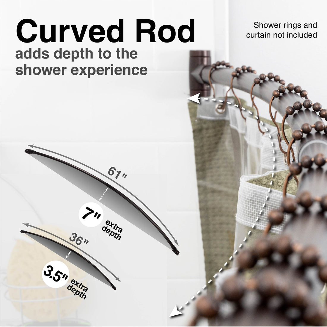 36 in. to 61 in. Curved Shower Rod (Oil-Rubbed Bronze Finish) - Utility-Sink.com