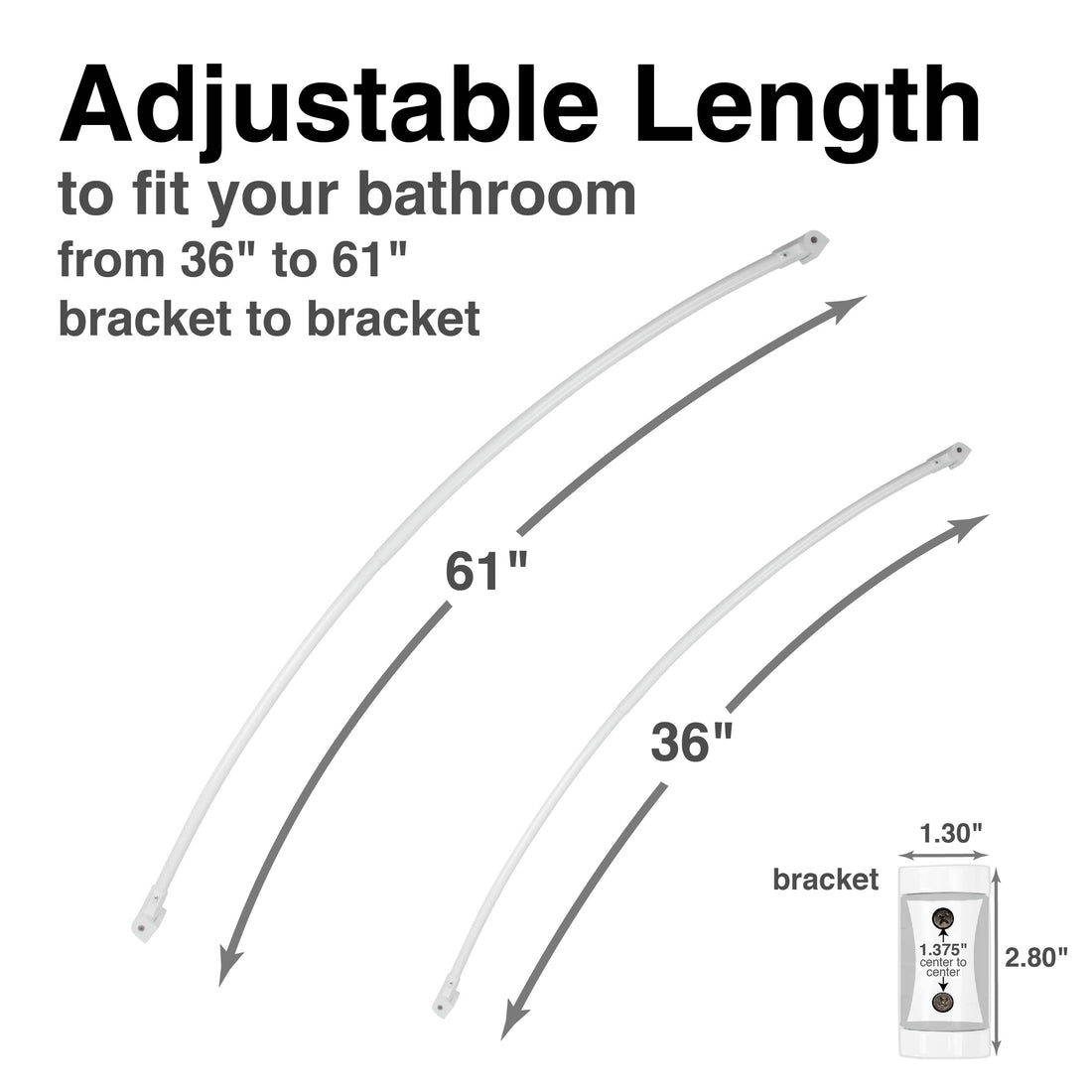 36 in. to 61 in. Curved Shower Rod (White Finish) - Utility-Sink.com
