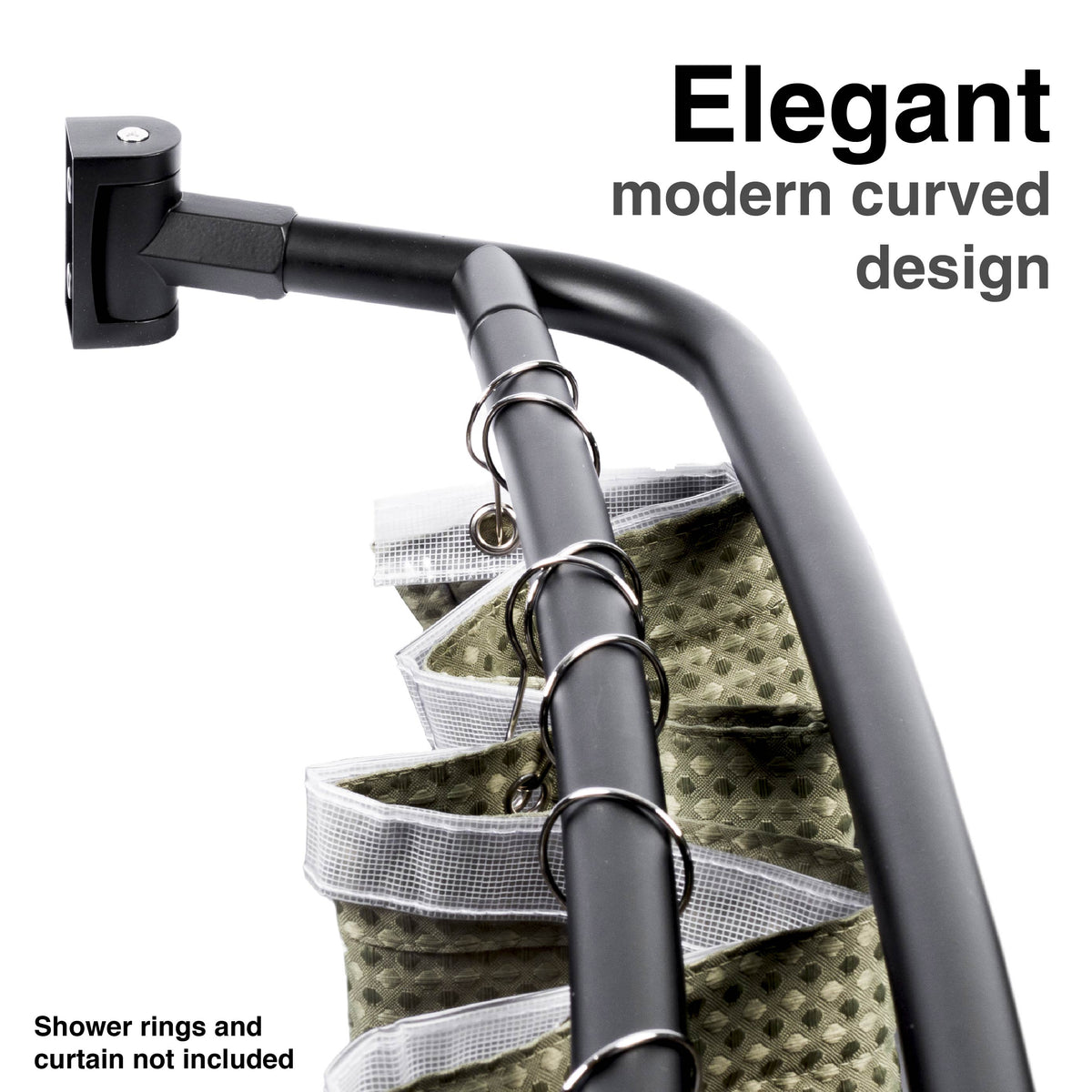 44 in. to 70 in. Double Curved Shower Rod (Matte Black Finish) - Utility-Sink.com