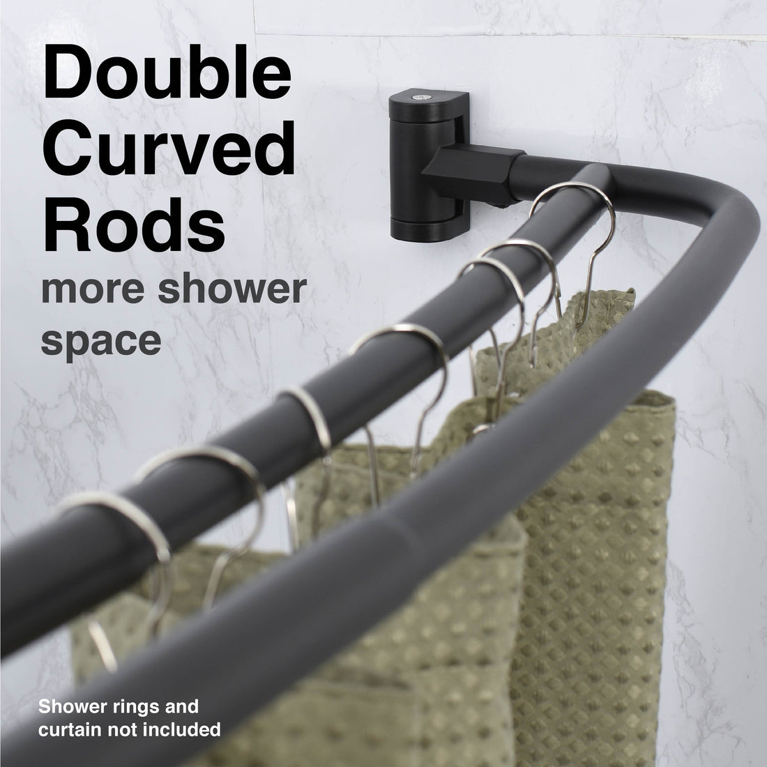 44 in. to 70 in. Double Curved Shower Rod (Matte Black Finish) - Utility-Sink.com