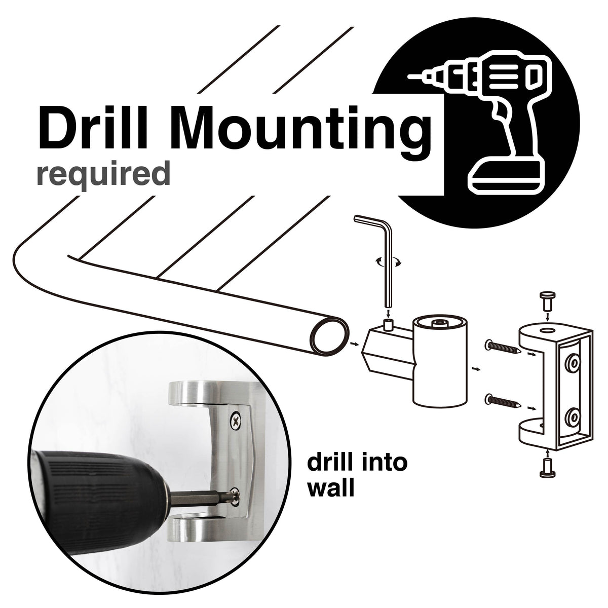 44 in. to 70 in. Double Curved Shower Rod (Brushed Nickel Finish) - Utility-Sink.com