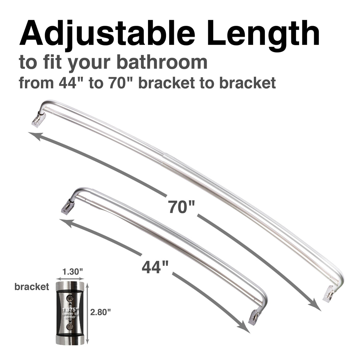 44 in. to 70 in. Double Curved Shower Rod (Brushed Nickel Finish) - Utility-Sink.com