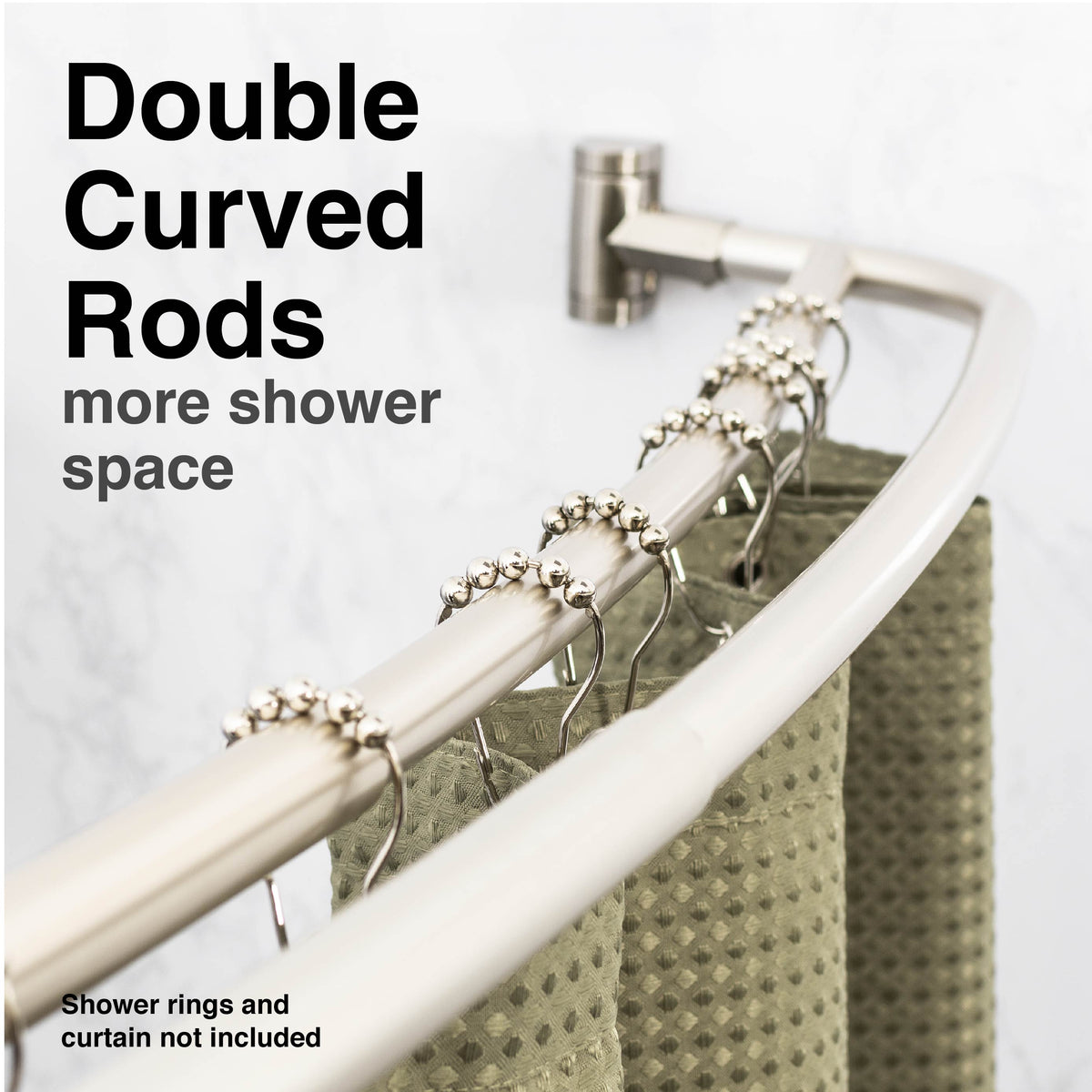 44 in. to 70 in. Double Curved Shower Rod (Brushed Nickel Finish) - Utility-Sink.com