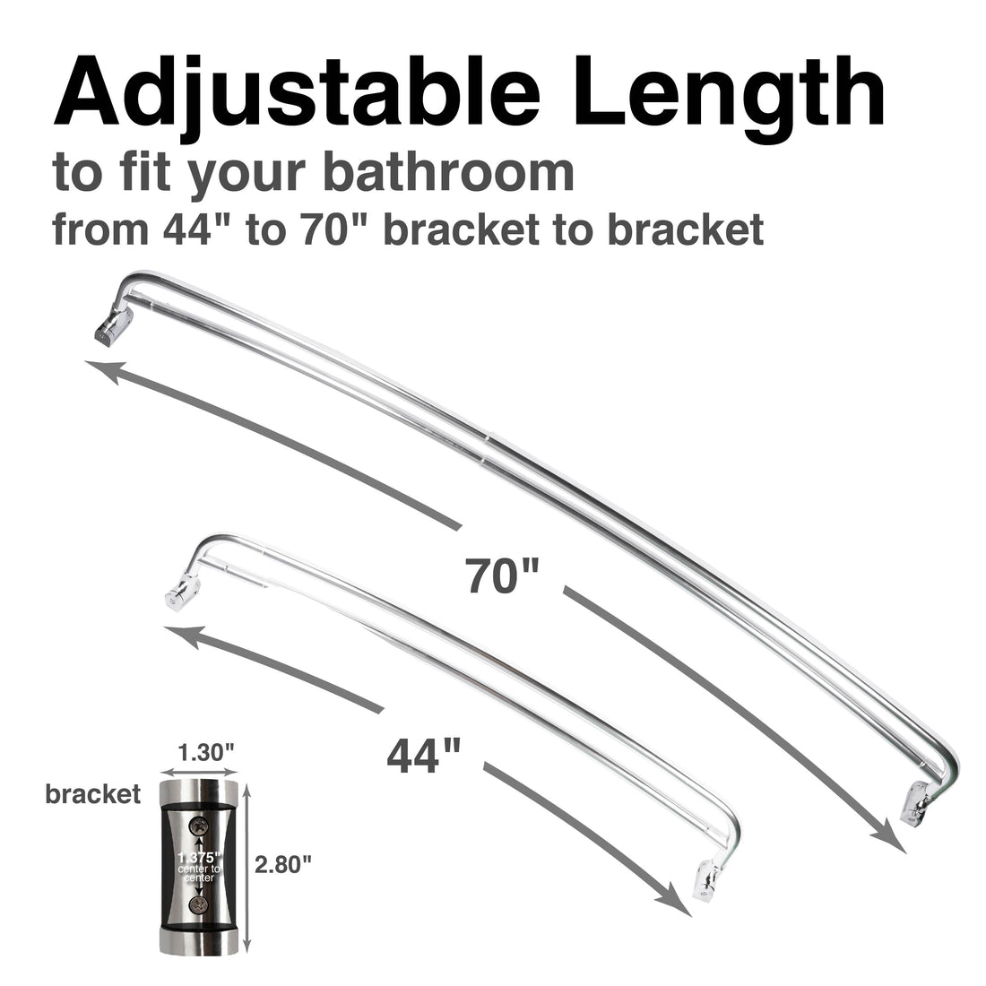 44 in. to 70 in. Double Curved Shower Rod (Chrome Finish) - Utility-Sink.com