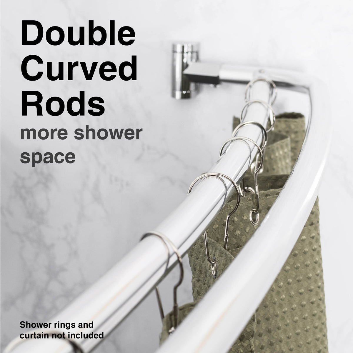 44 in. to 70 in. Double Curved Shower Rod (Chrome Finish) - Utility-Sink.com