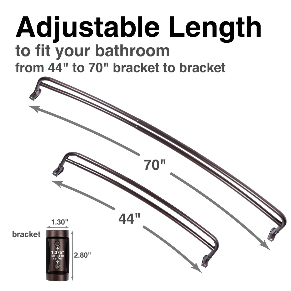 44 in. to 70 in. Double Curved Shower Rod (Oil-Rubbed Bronze Finish) - Utility-Sink.com