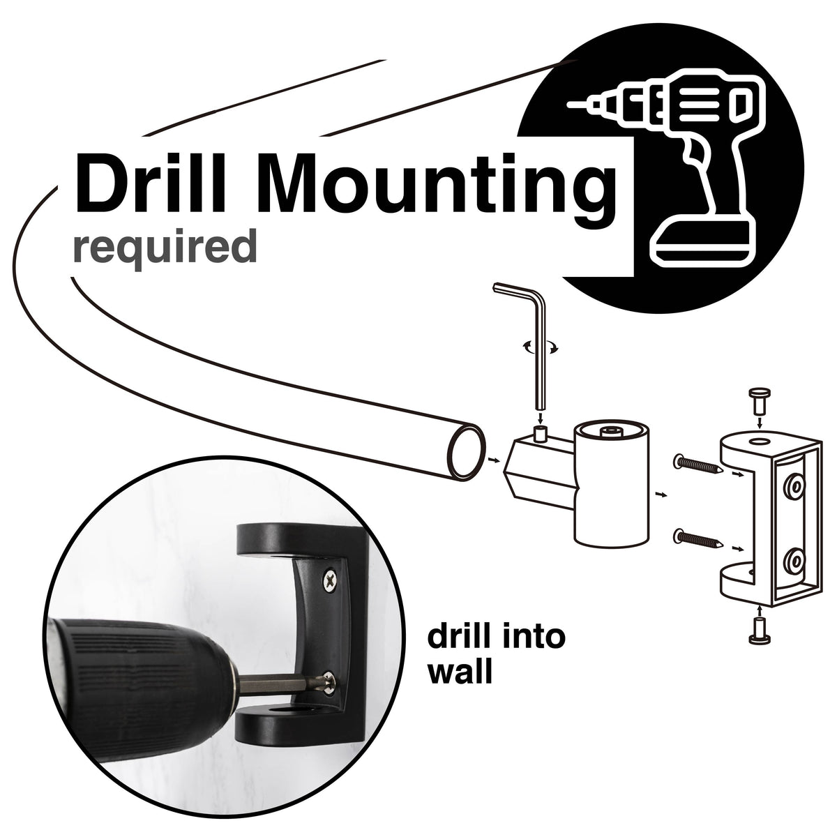 36 in. to 61 in. Curved Shower Rod (Black Finish) - Utility-Sink.com