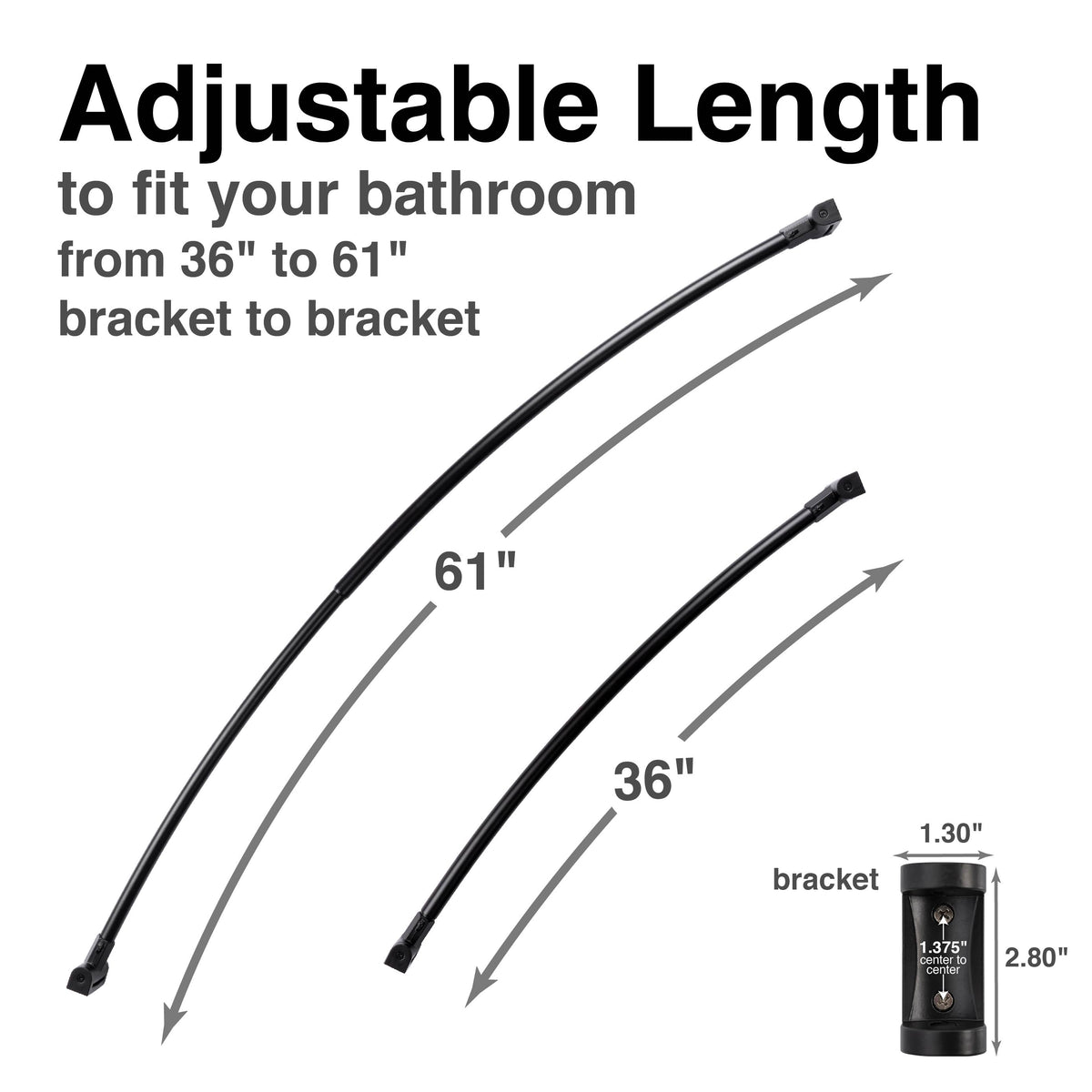 36 in. to 61 in. Curved Shower Rod (Black Finish) - Utility-Sink.com