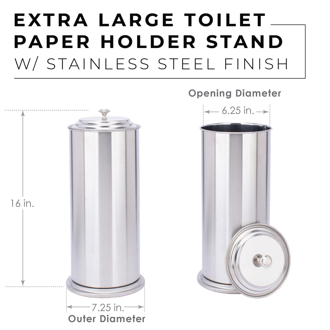 Freestanding Extra Large Toilet Paper Holder (Stainless Steel Finish)