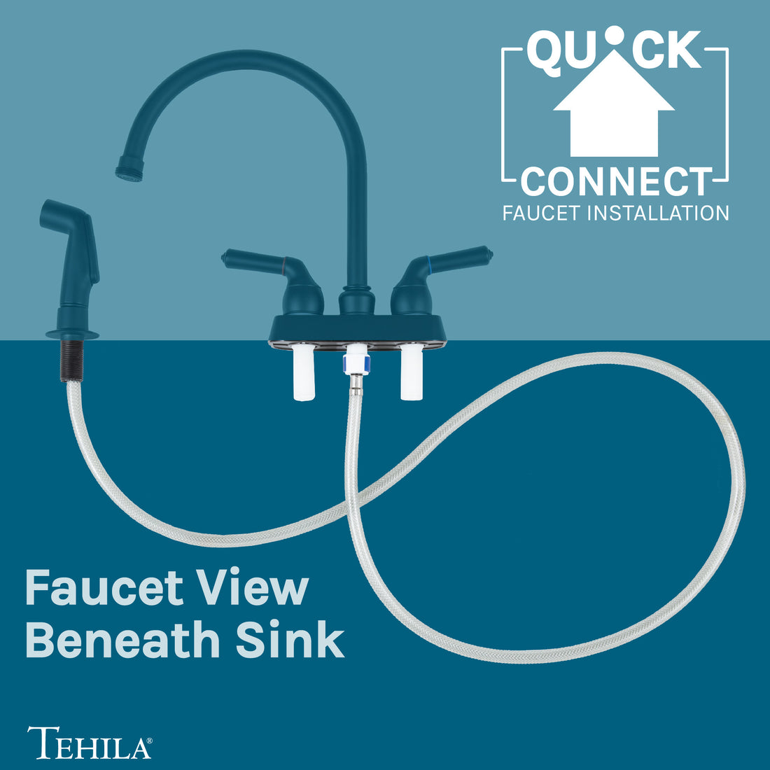 Tehila Black Finish Gooseneck Faucet with Side Sprayer - Utility sinks vanites Tehila