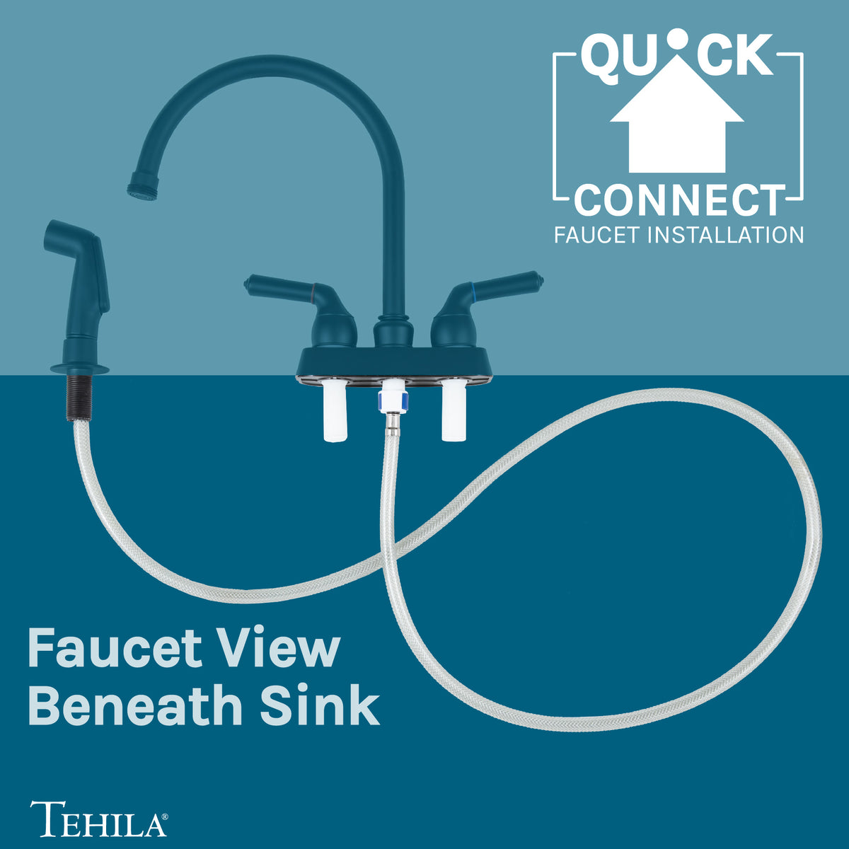 Tehila Black Finish Gooseneck Faucet with Side Sprayer - Utility sinks vanites Tehila