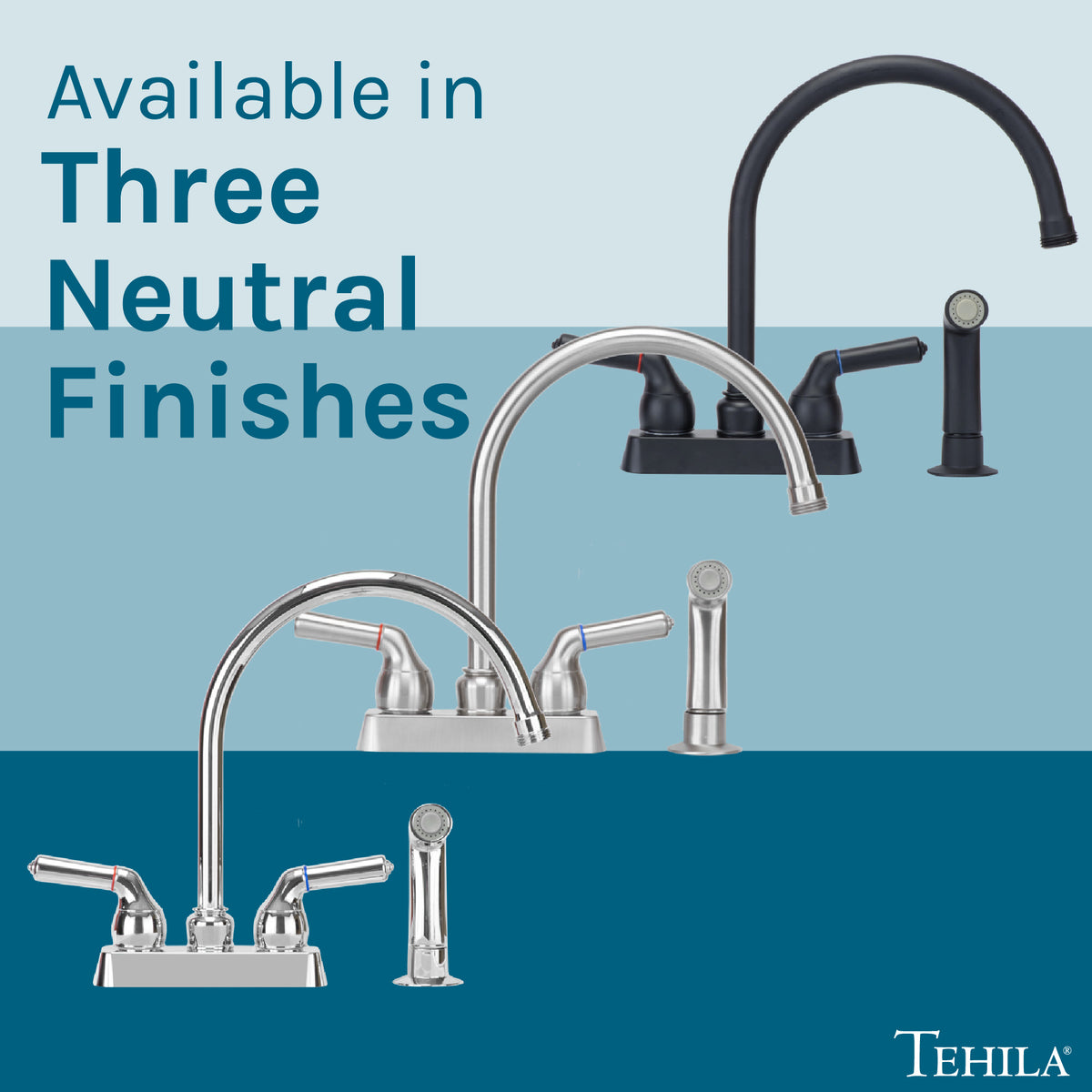 Tehila Black Finish Gooseneck Faucet with Side Sprayer - Utility sinks vanites Tehila