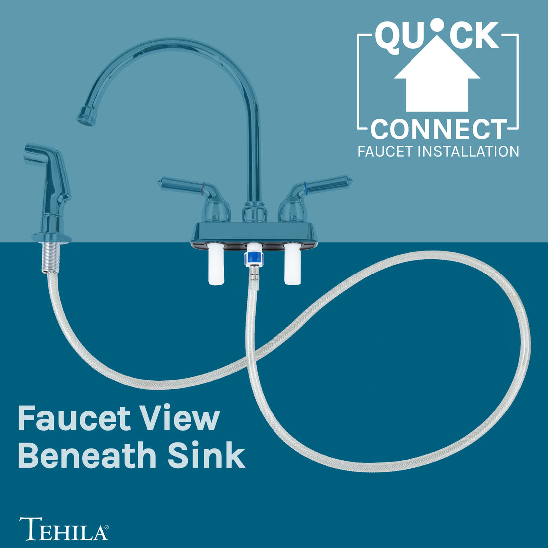 Tehila Chrome Finish Gooseneck Faucet with Side Sprayer - Utility sinks vanites Tehila