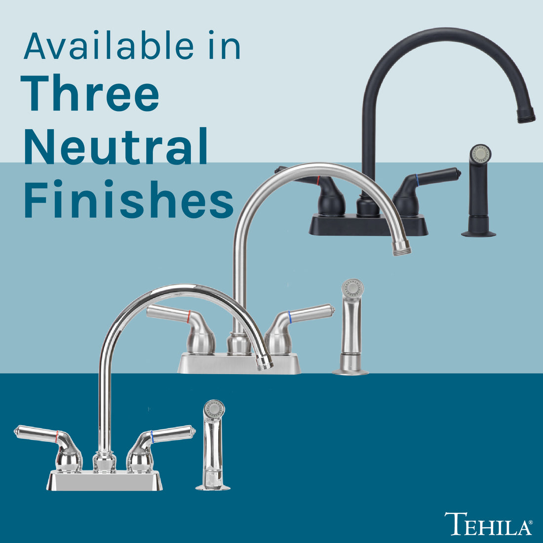 Tehila Chrome Finish Gooseneck Faucet with Side Sprayer - Utility sinks vanites Tehila