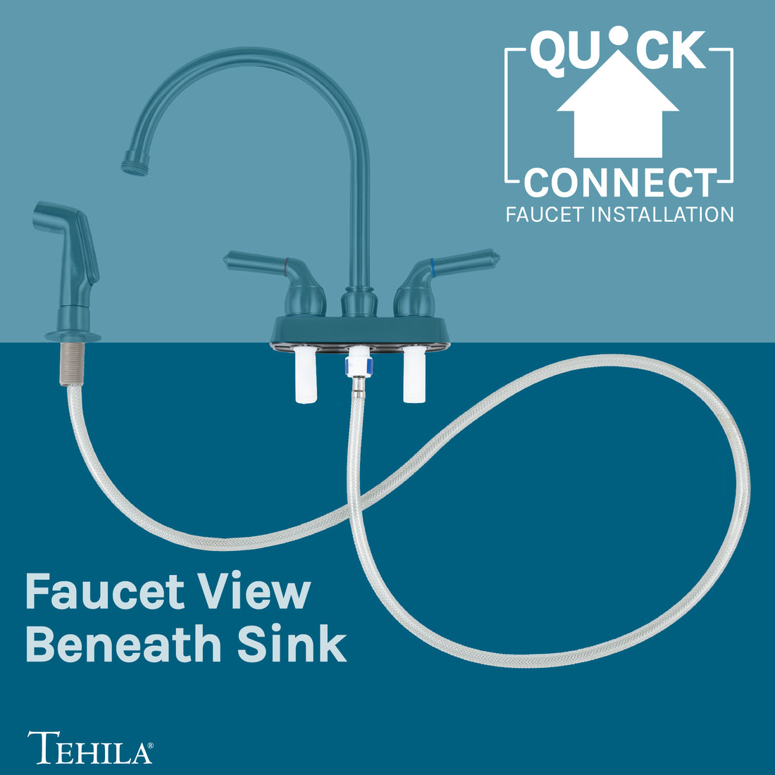 Tehila Stainless Steel Finish Gooseneck Faucet with Side Sprayer - Utility sinks vanites Tehila