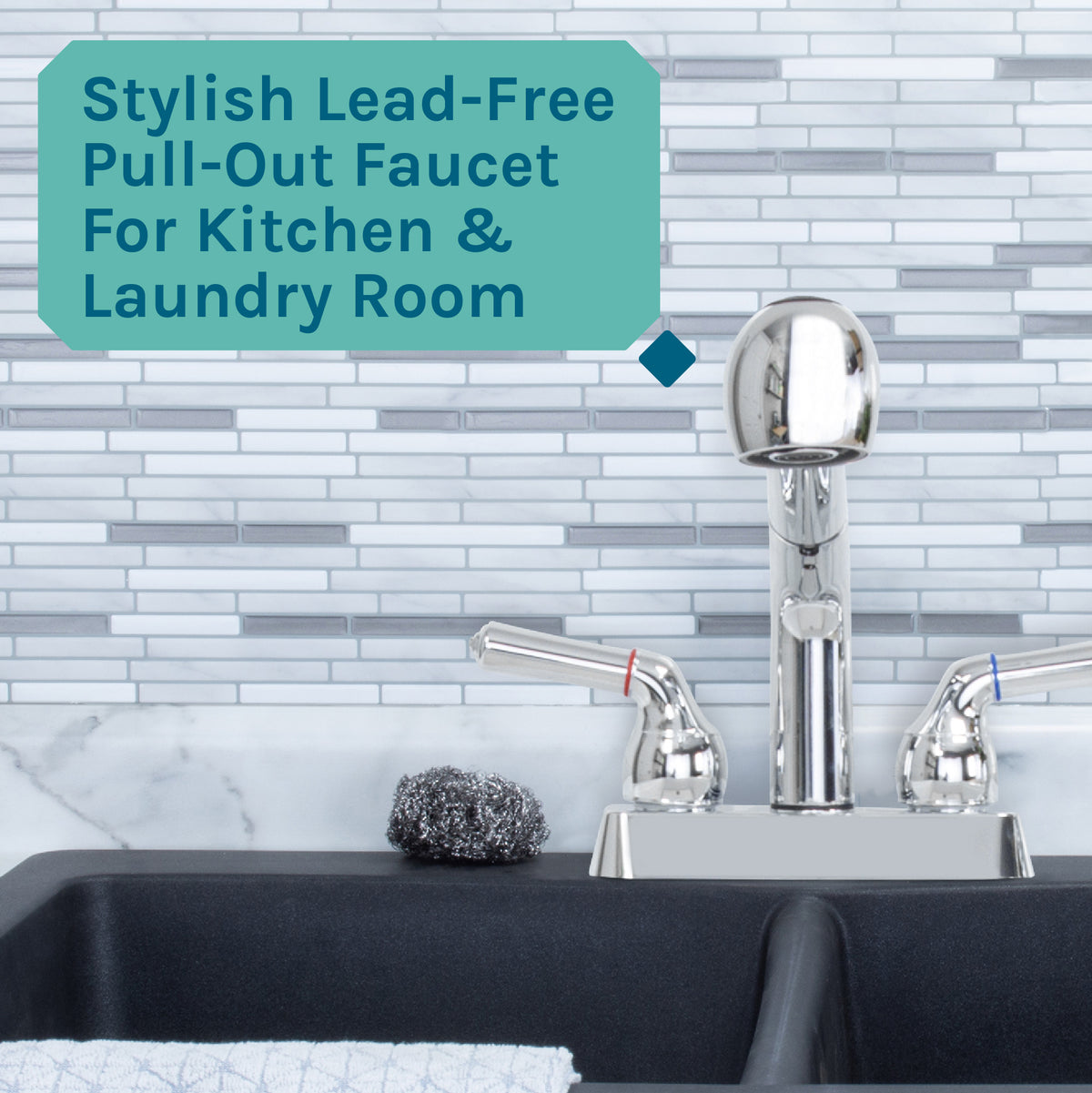 Tehila Chrome Finish Pull-Out Faucet - Utility sinks vanites Tehila