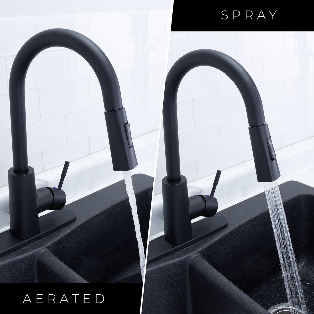 Tehila Black Finish High-Arc Pull-Down Faucet - Utility sinks vanites Tehila