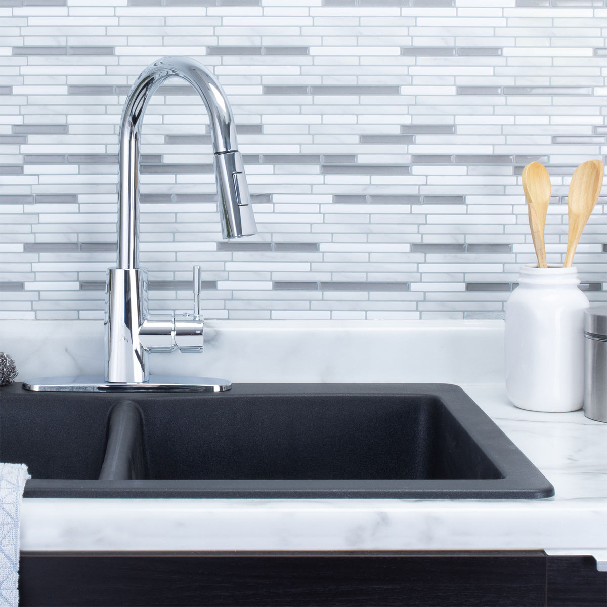 Tehila Chrome Finish High-Arc Pull-Down Faucet - Utility sinks vanites Tehila