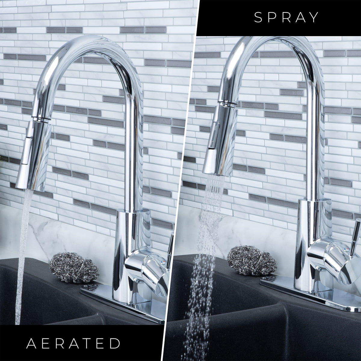 Tehila Chrome Finish High-Arc Pull-Down Faucet - Utility sinks vanites Tehila