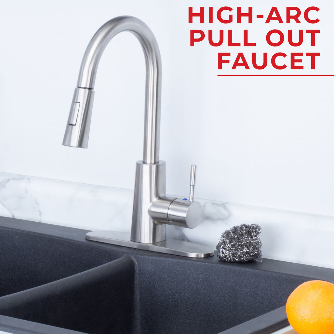 Tehila Stainless Steel Finish High-Arc Pull-Down Faucet - Utility sinks vanites Tehila