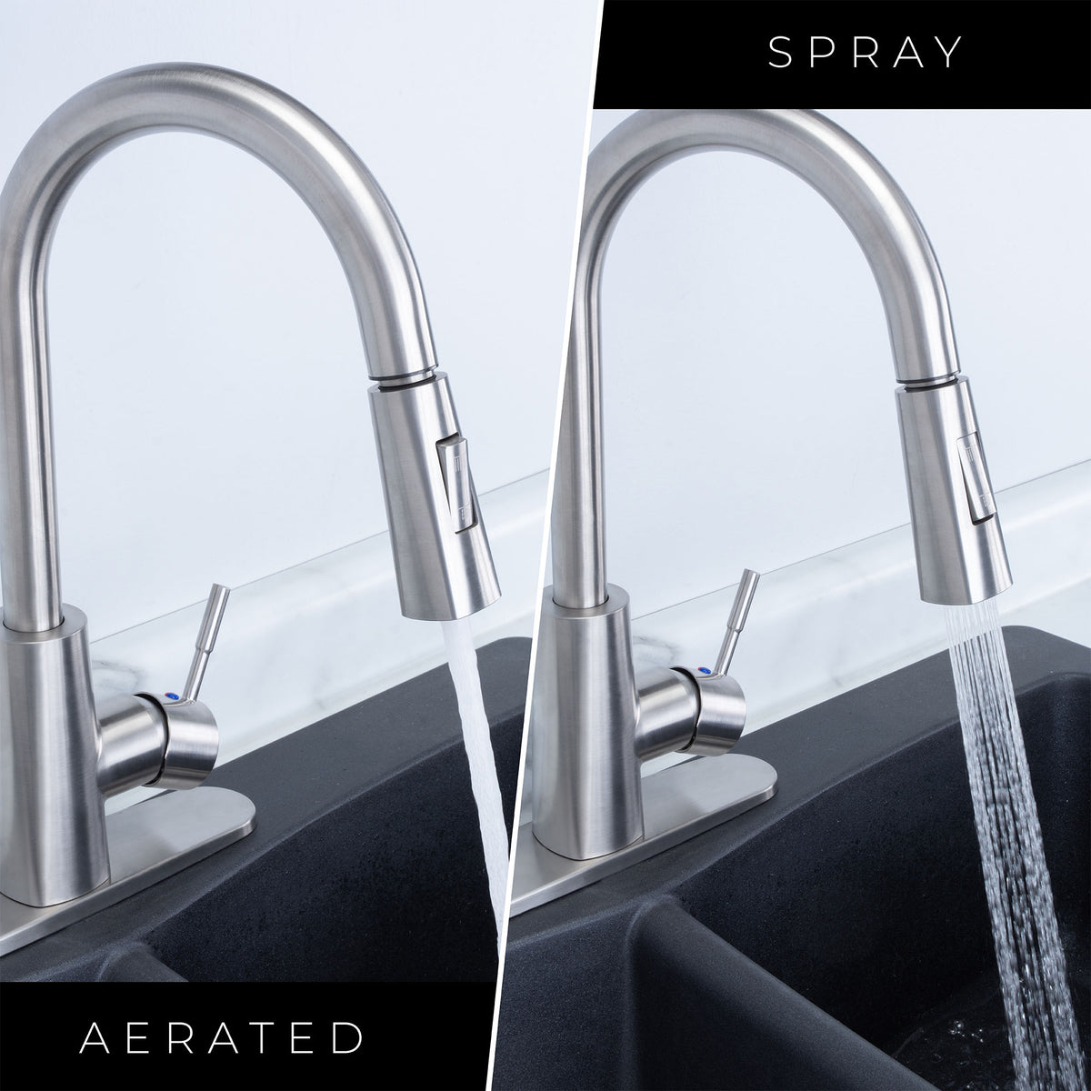 Tehila Stainless Steel Finish High-Arc Pull-Down Faucet - Utility sinks vanites Tehila