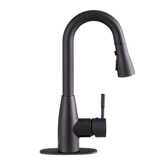 Tehila Black Finish Low Profile Pull-Down Faucet - Utility sinks vanites Tehila