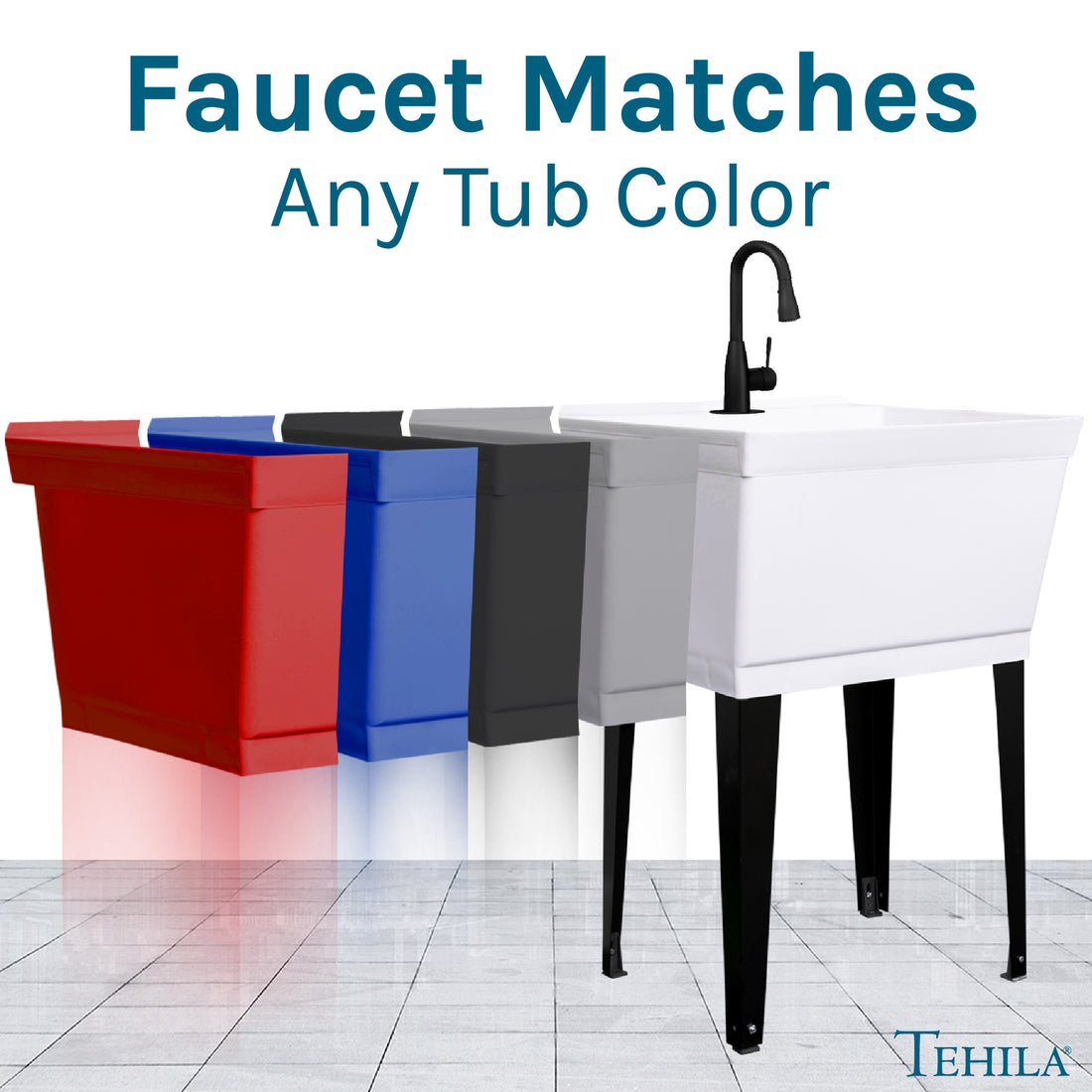 Tehila Black Finish Low Profile Pull-Down Faucet - Utility sinks vanites Tehila