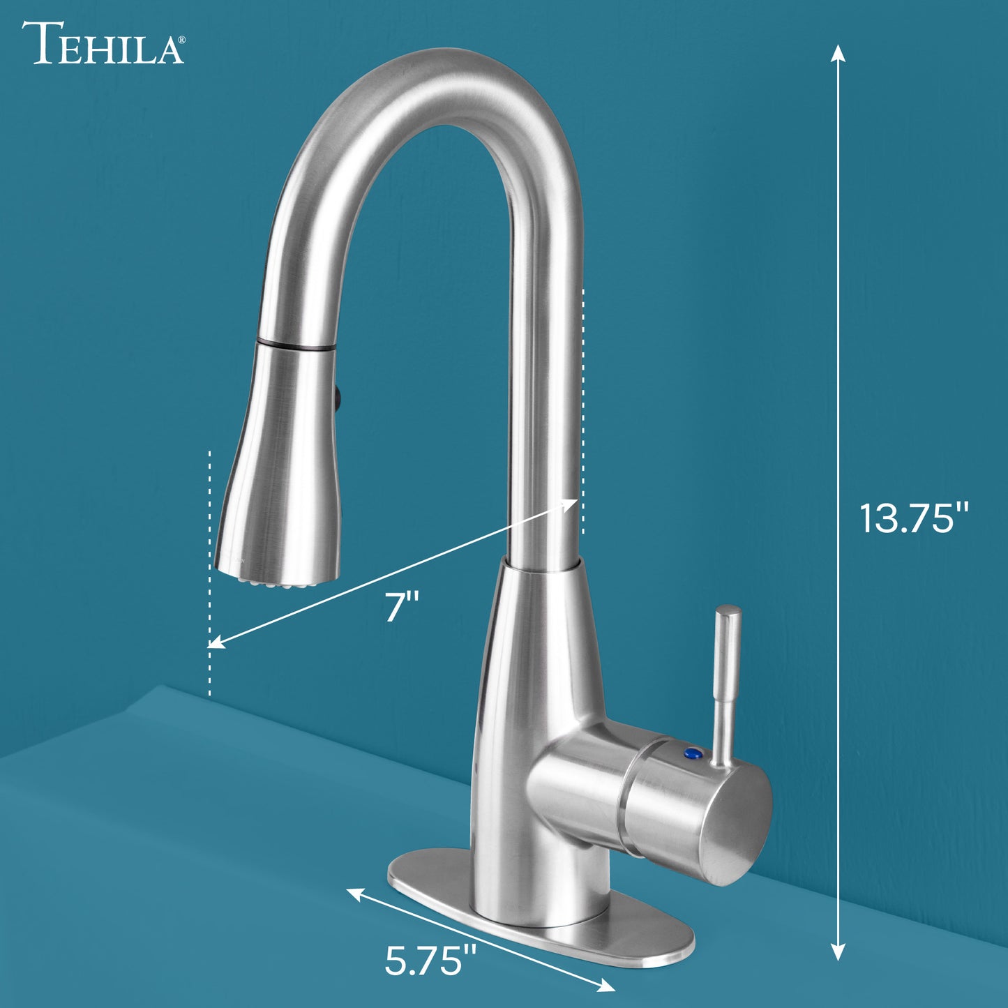 Tehila Stainless Steel Finish Low Profile Pull-Down Faucet - Utility sinks vanites Tehila