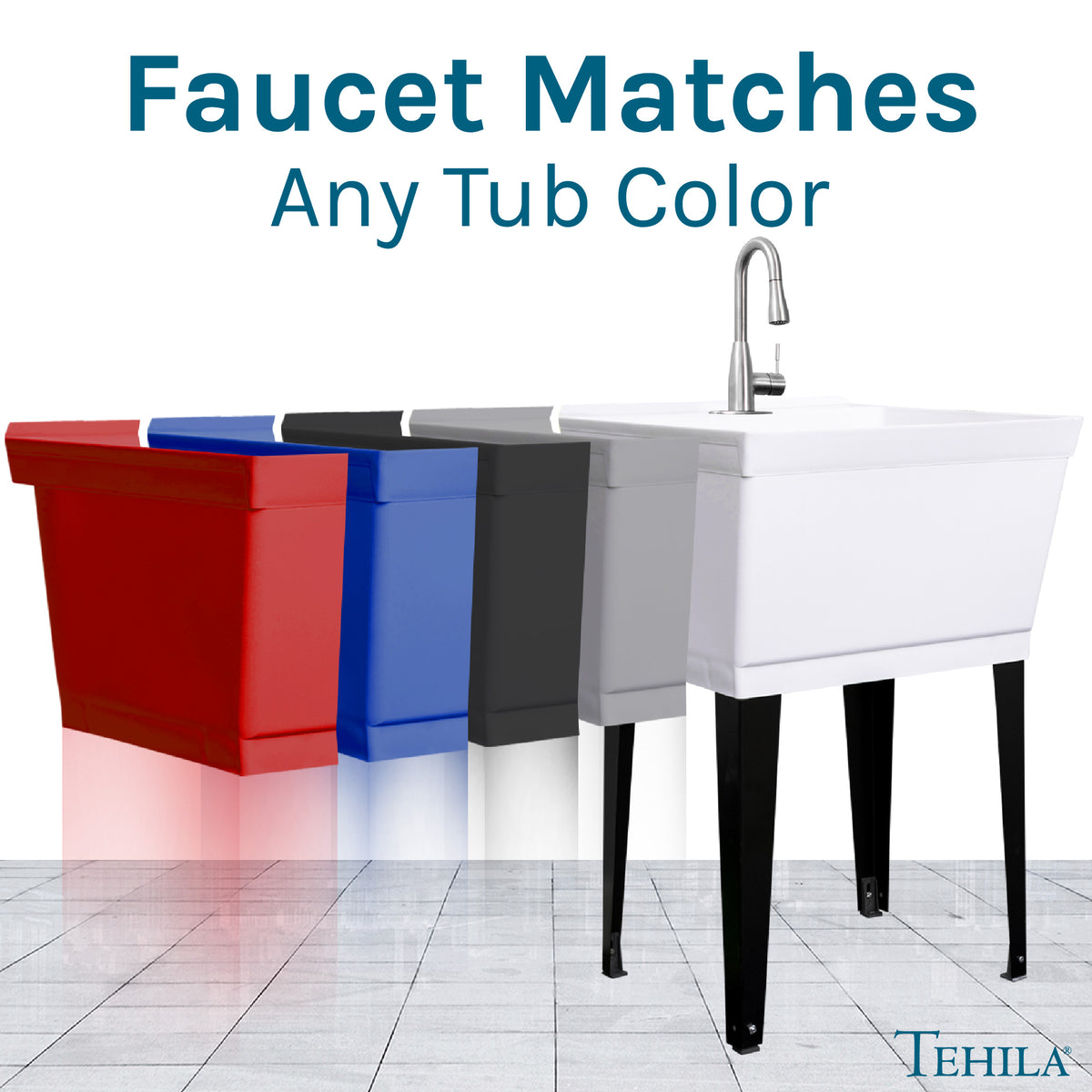Tehila Stainless Steel Finish Low Profile Pull-Down Faucet - Utility sinks vanites Tehila