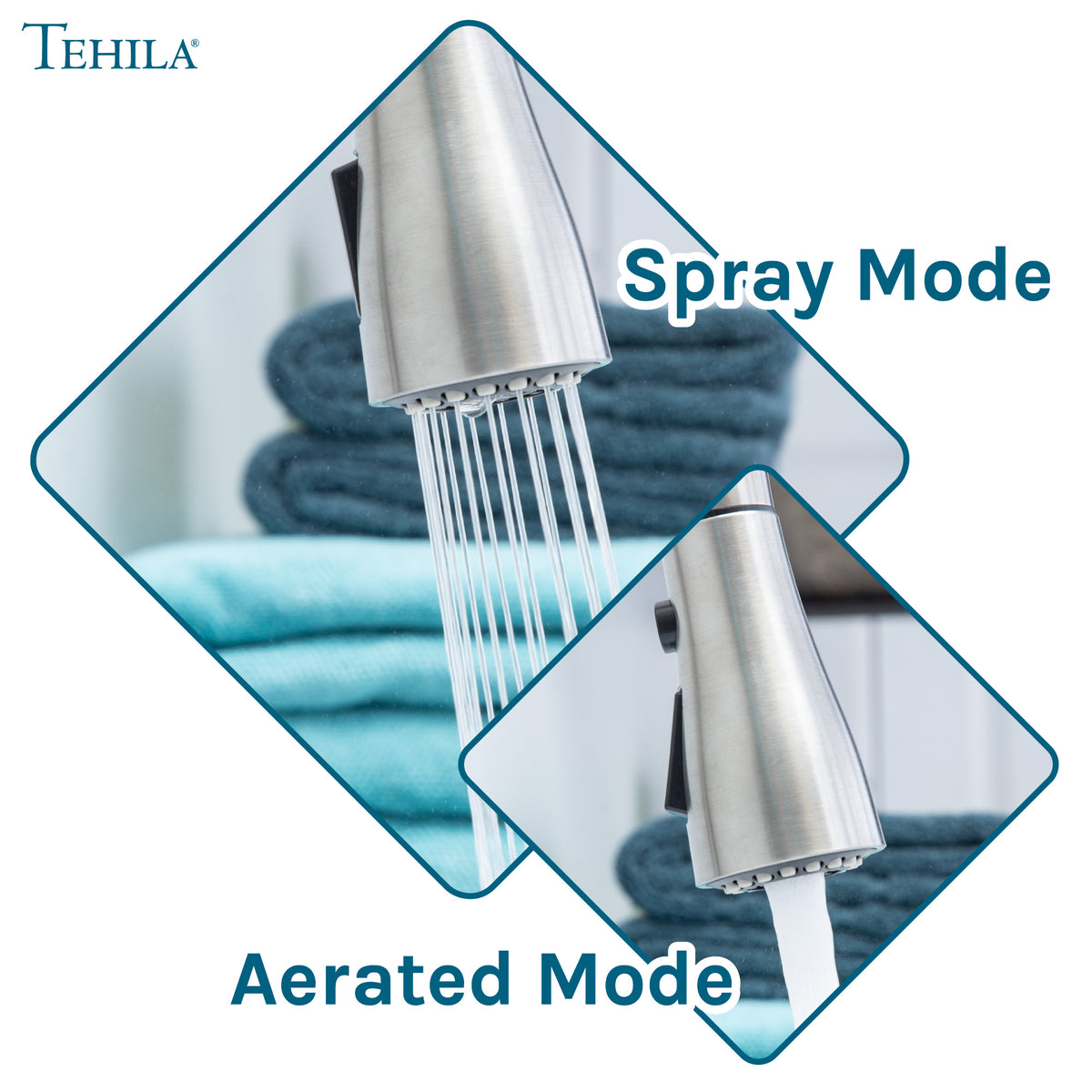 Tehila Stainless Steel Finish Low Profile Pull-Down Faucet - Utility sinks vanites Tehila