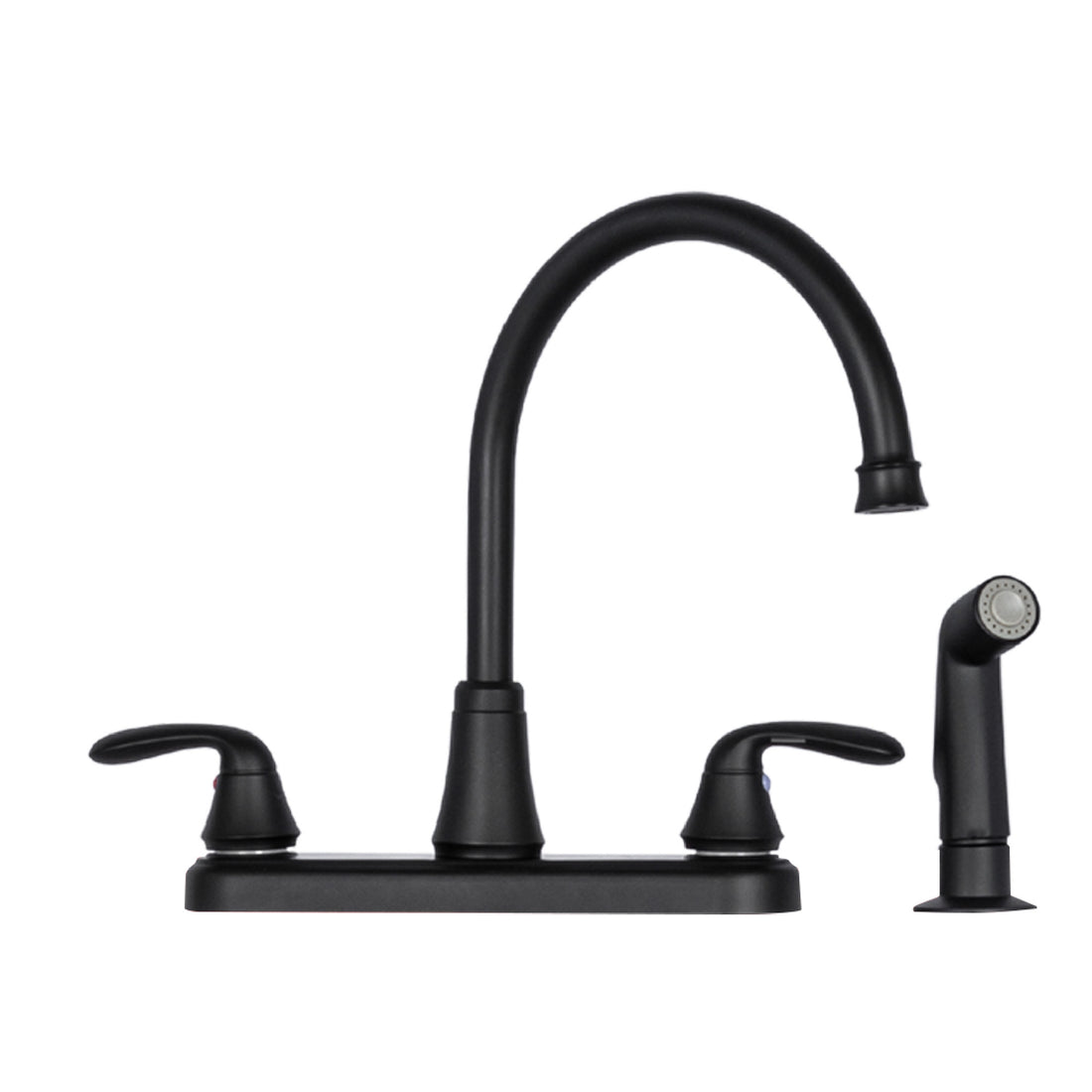 Tehila Black Finish Wide-set Gooseneck Faucet with Side Sprayer - Utility sinks vanites Tehila
