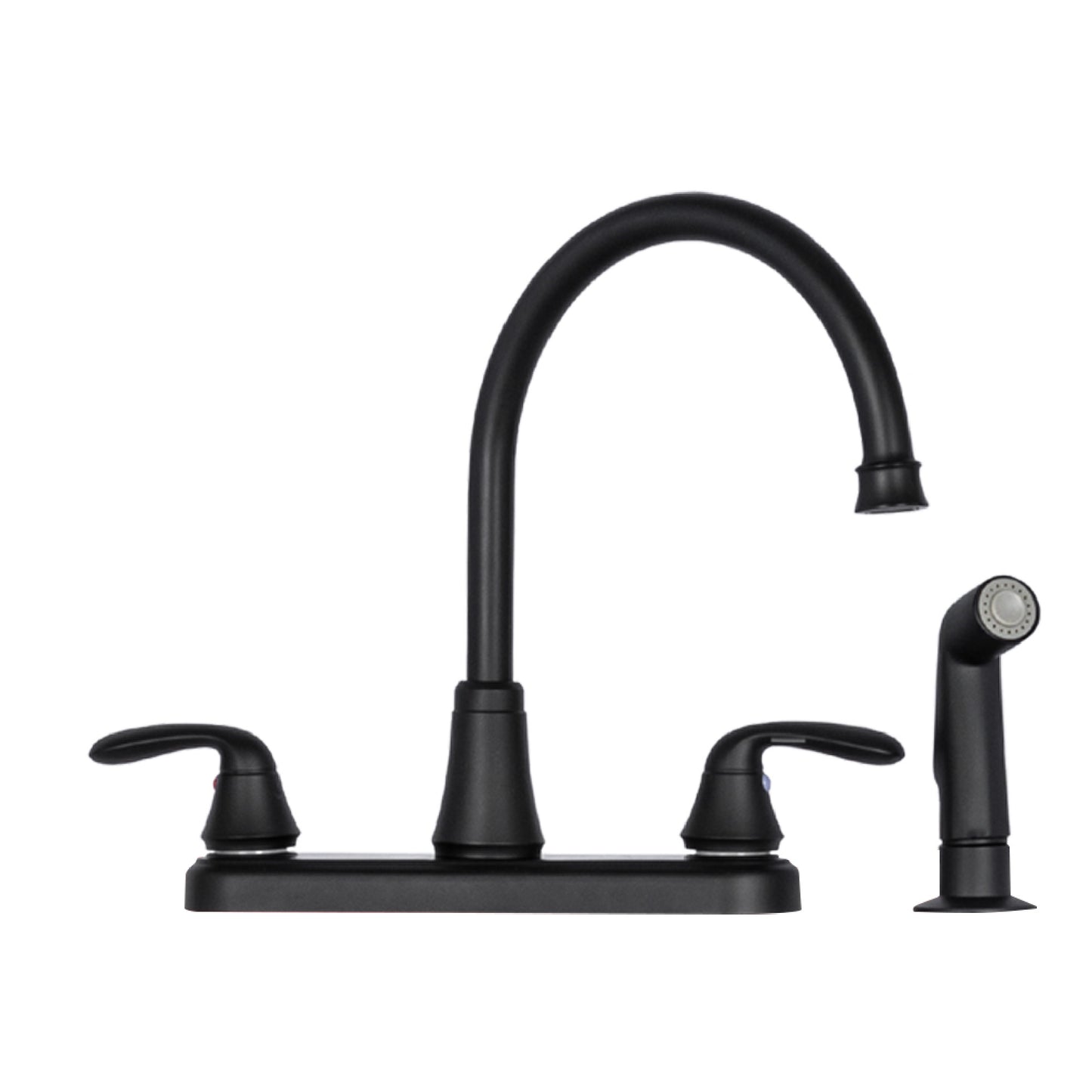 Tehila Black Finish Wide-set Gooseneck Faucet with Side Sprayer - Utility sinks vanites Tehila