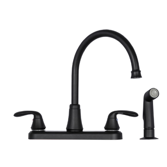 Tehila Black Finish Wide-set Gooseneck Faucet with Side Sprayer - Utility sinks vanites Tehila