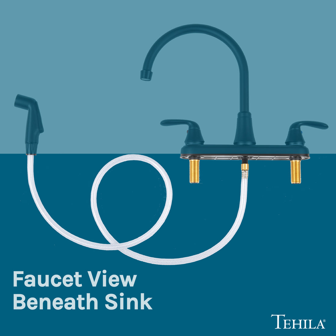 Tehila Black Finish Wide-set Gooseneck Faucet with Side Sprayer - Utility sinks vanites Tehila
