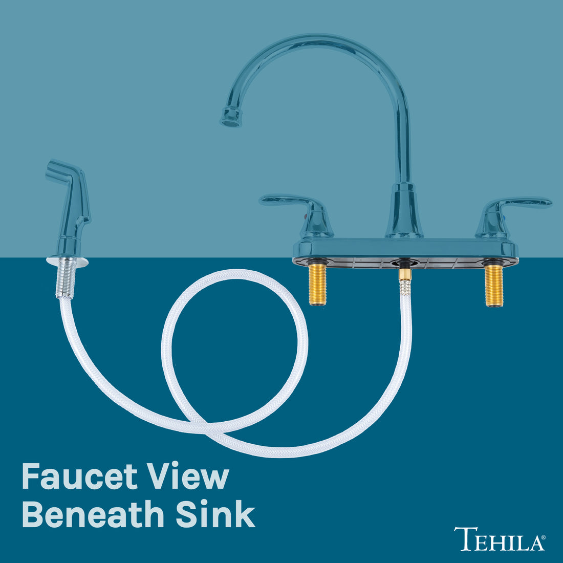 Tehila Chrome Finish Wide-set Gooseneck Faucet with Side Sprayer - Utility sinks vanites Tehila