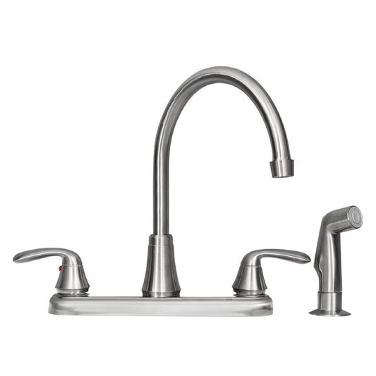 Tehila Stainless Steel Finish Wide-set Gooseneck Faucet with Side Sprayer - Utility sinks vanites Tehila