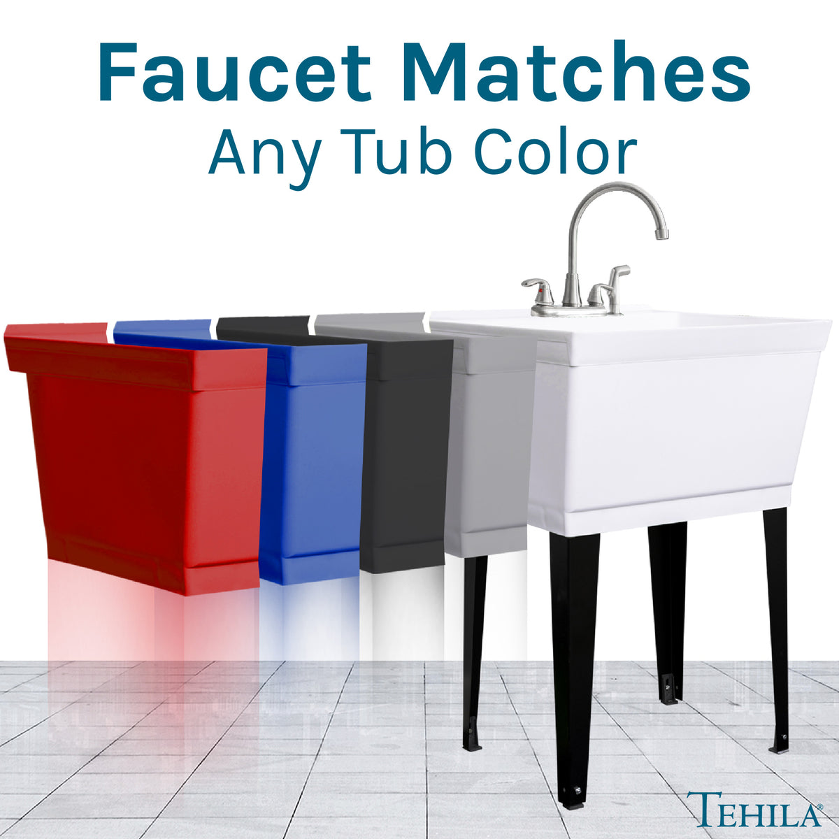 Tehila Stainless Steel Finish Wide-set Gooseneck Faucet with Side Sprayer - Utility sinks vanites Tehila