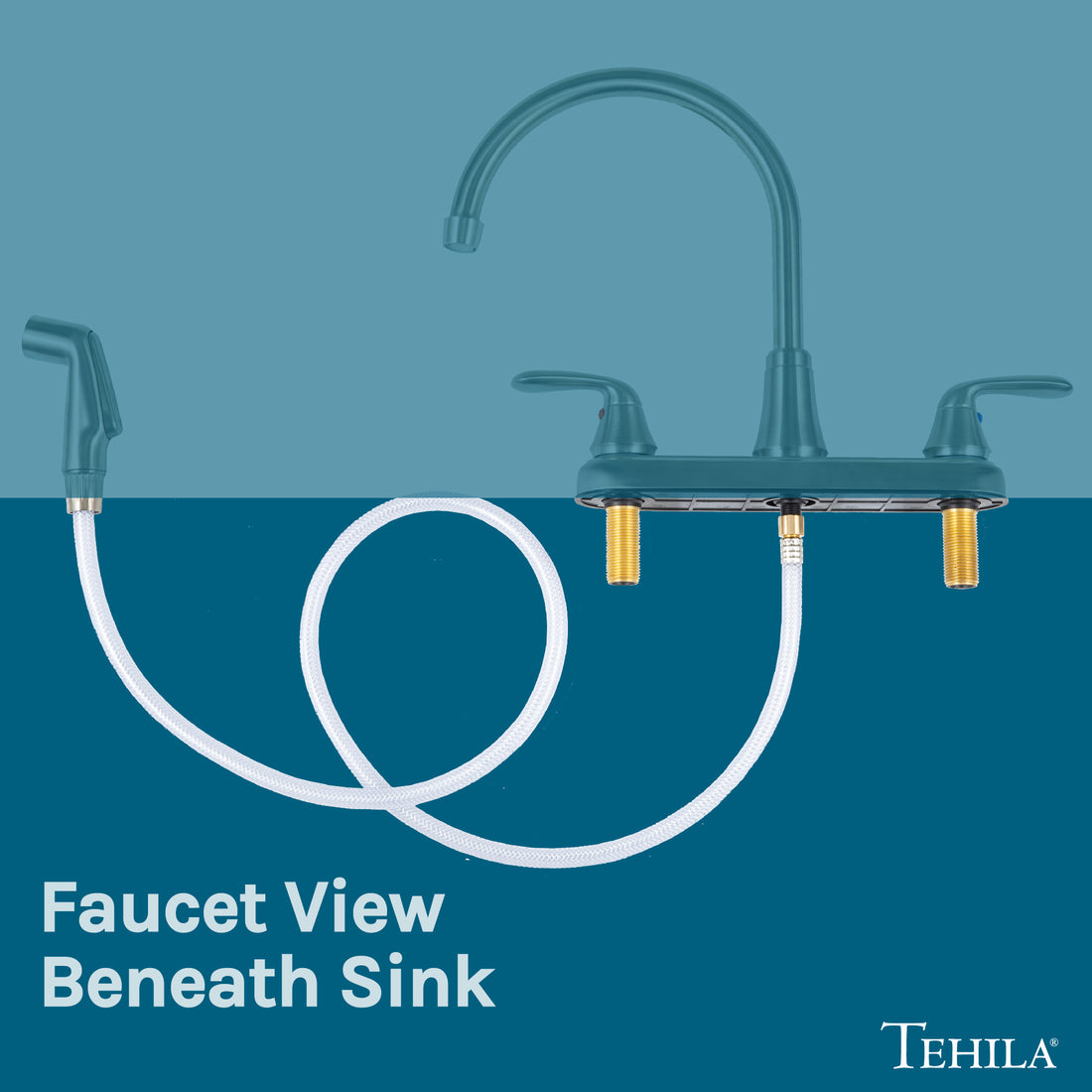 Tehila Stainless Steel Finish Wide-set Gooseneck Faucet with Side Sprayer - Utility sinks vanites Tehila