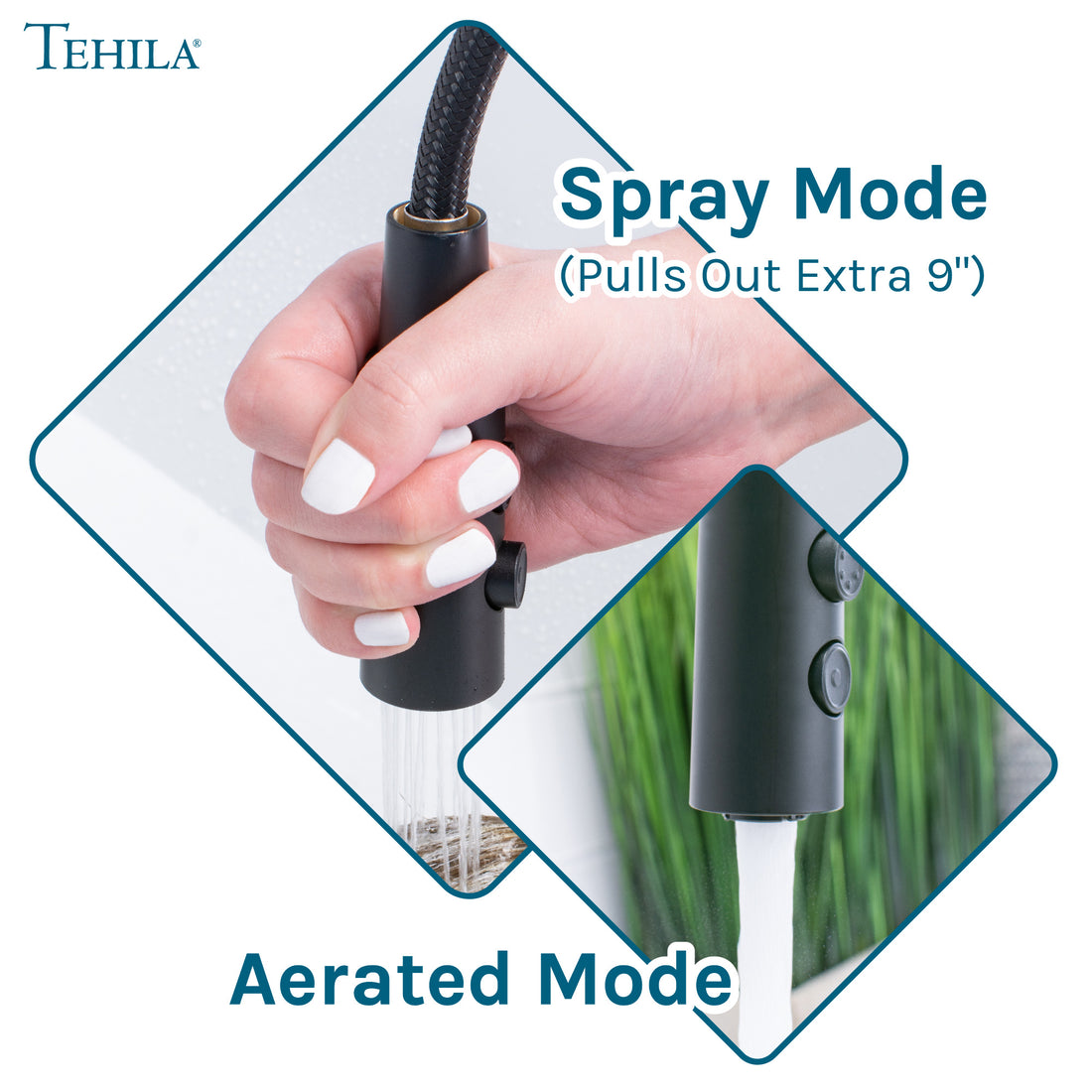 Tehila Black Finish High Arc Coil Pull-Down Faucet - Utility sinks vanites Tehila