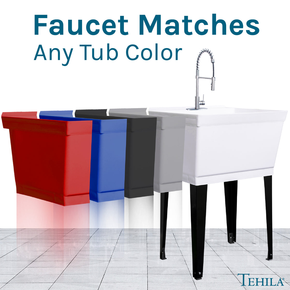 Tehila Stainless Steel Finish High Arc Coil Pull-Down Faucet - Utility sinks vanites Tehila