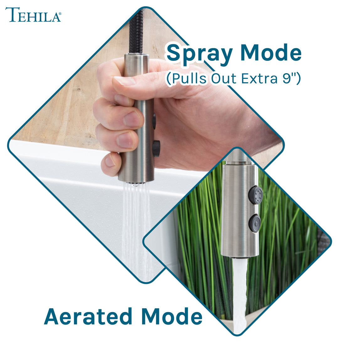 Tehila Stainless Steel Finish High Arc Coil Pull-Down Faucet - Utility sinks vanites Tehila