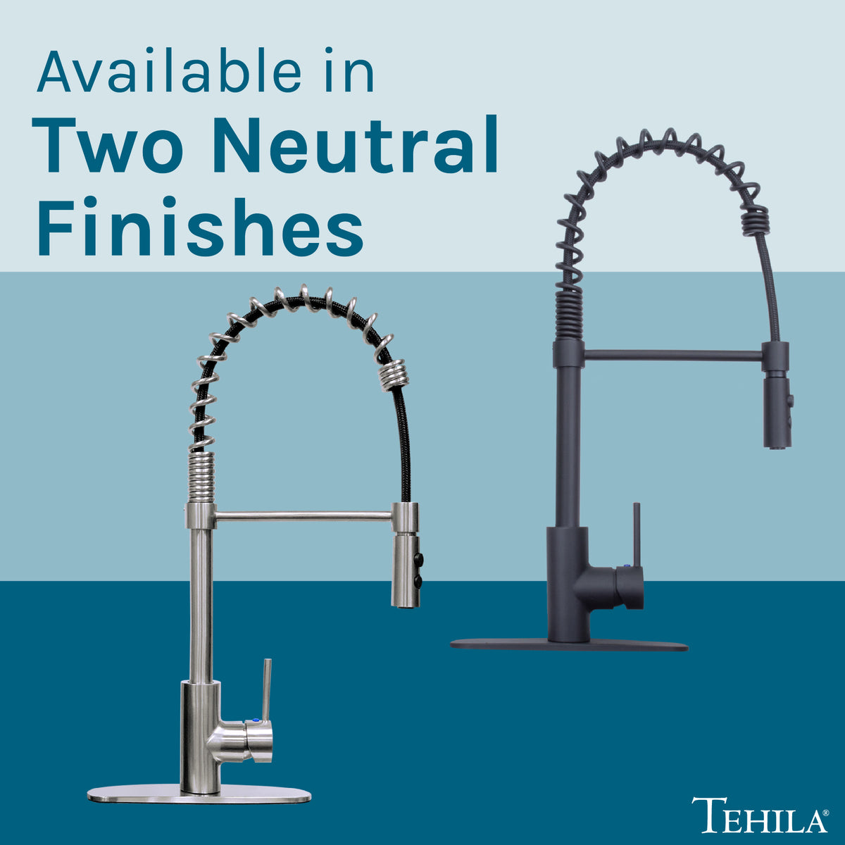 Tehila Stainless Steel Finish High Arc Coil Pull-Down Faucet - Utility sinks vanites Tehila